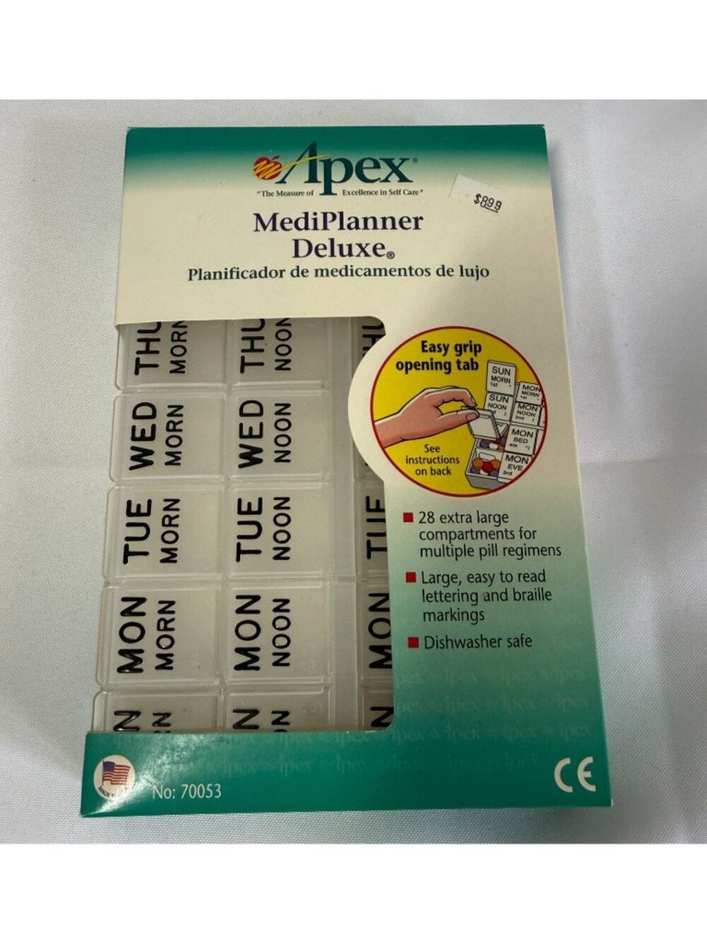 NEW‎ Apex MediPlanner Deluxe Weekly Pill Organizer With 28 Large Compartments